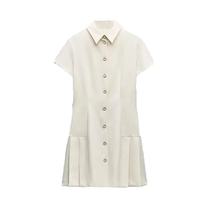Casual Polo Collar Mini Dress