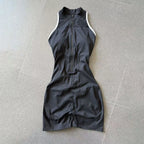 High-Stretch Knit Zip-Front Playsuit
