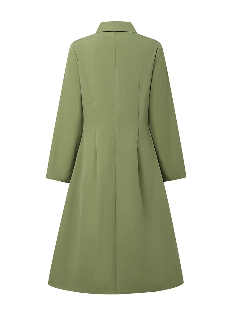 Elegant Long Sleeve Midi Shirt Dress