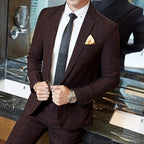 Plaid Gentleman Slim Banquet Suit