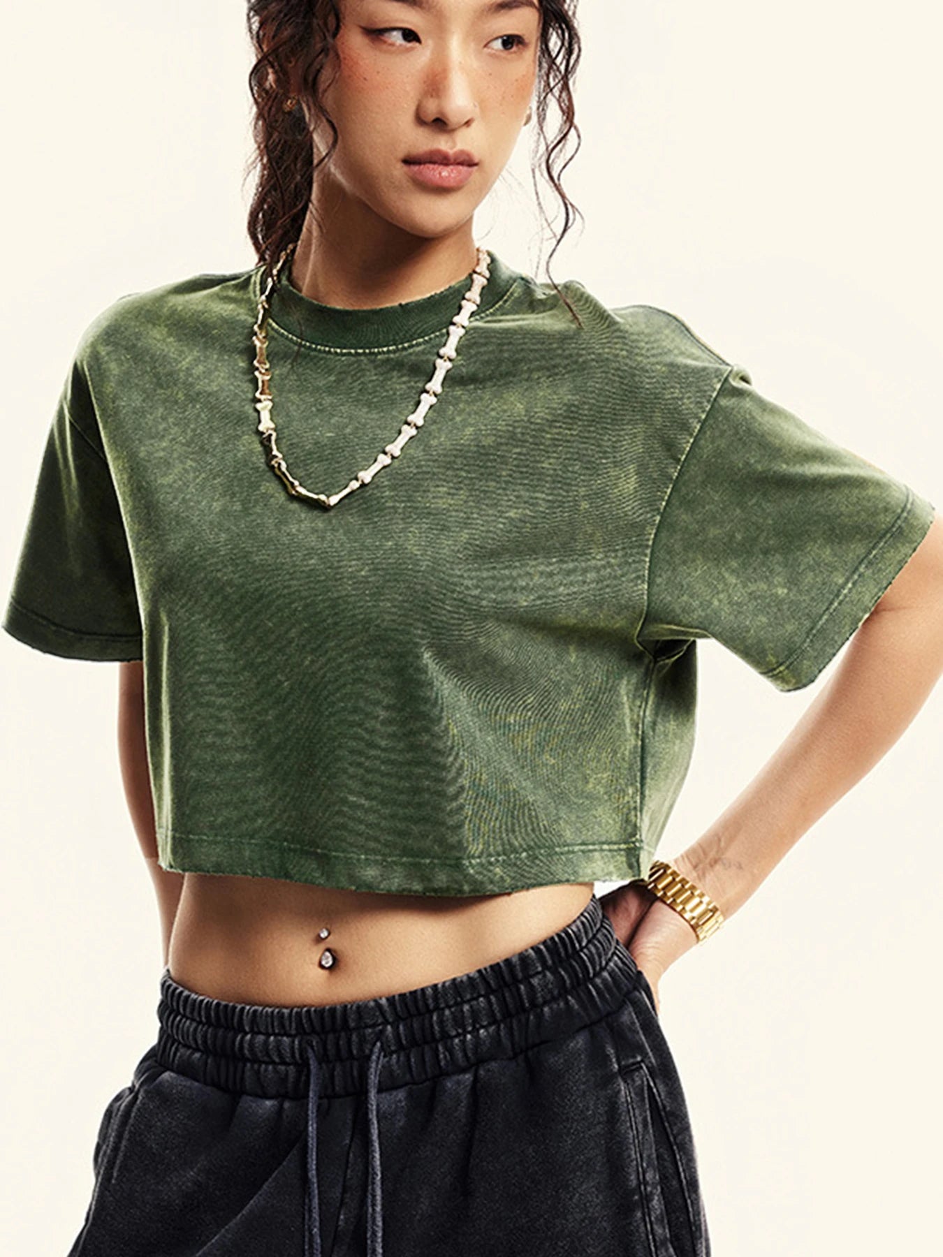 Knit Solid Crew Neck True-To-Size Fit Crop Top