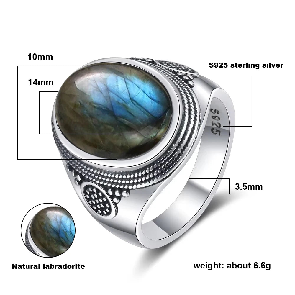 Intgem Labradorite Moonstone Ring