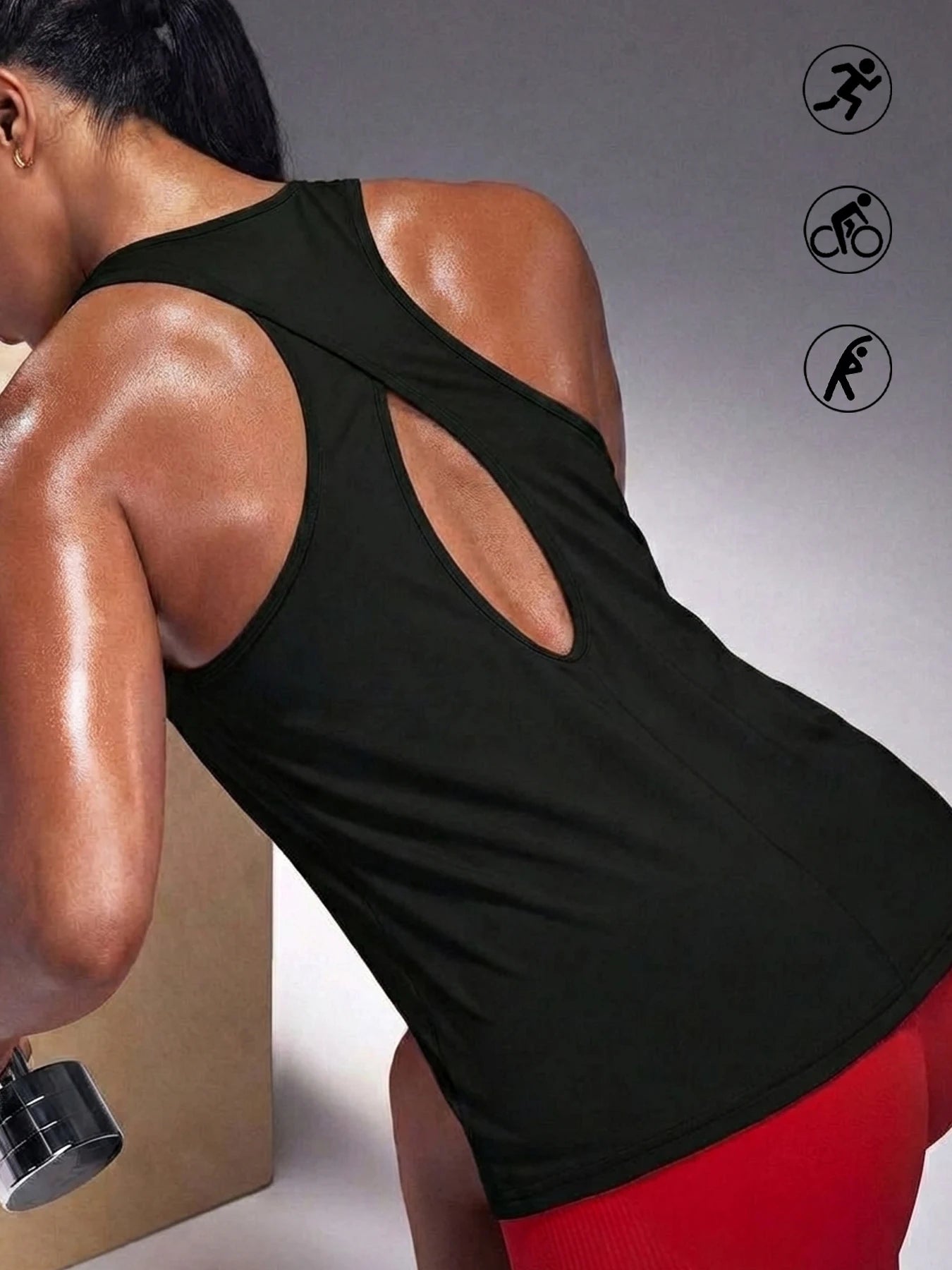 Knit Construction Polyester Solid Sleeveless Top