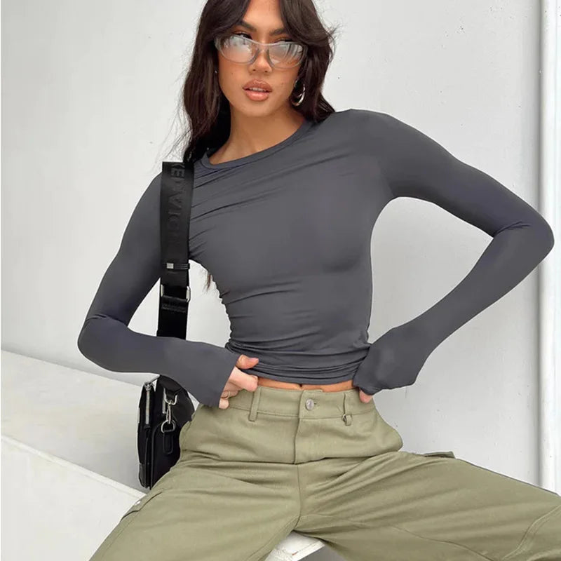 Everyday Solid Crew Neck True-To-Size Fit Crop Top
