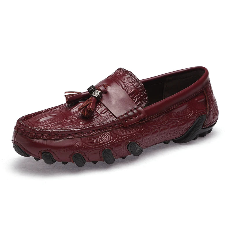 Crocodile Pattern Leather Loafers