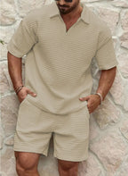 Waffle Polo Short-Sleeve Sports Set