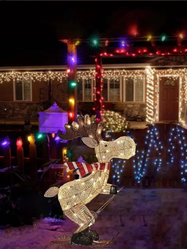 Glowing Ski Reindeer Ornaments