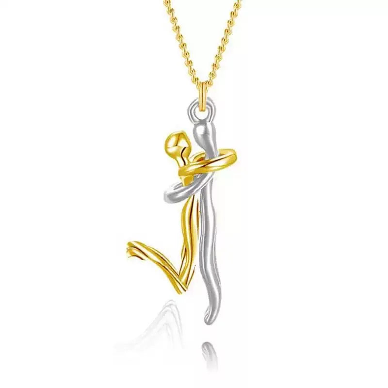 Black Hug Pendant Necklace