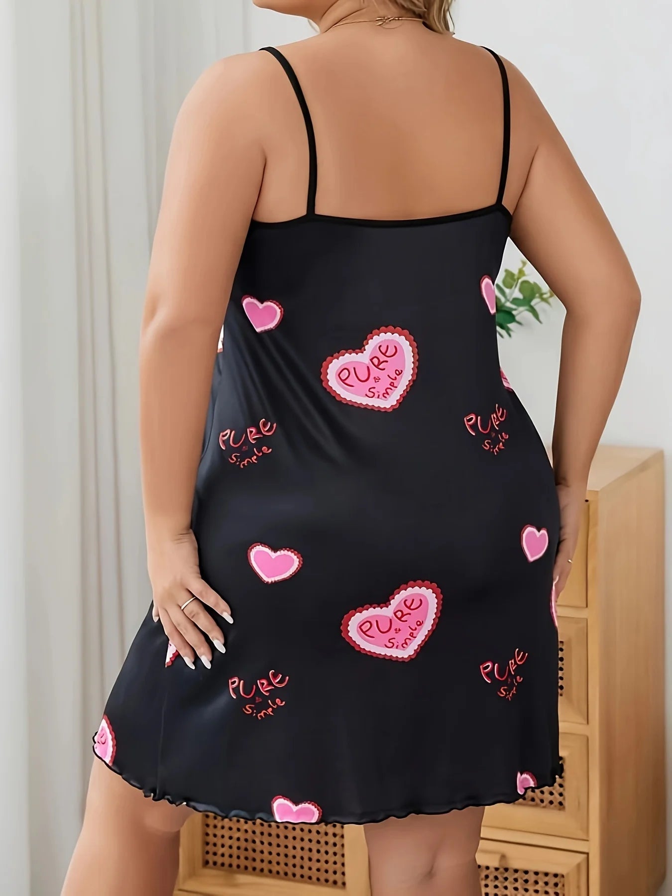Love Print Milk Silk Nightdress