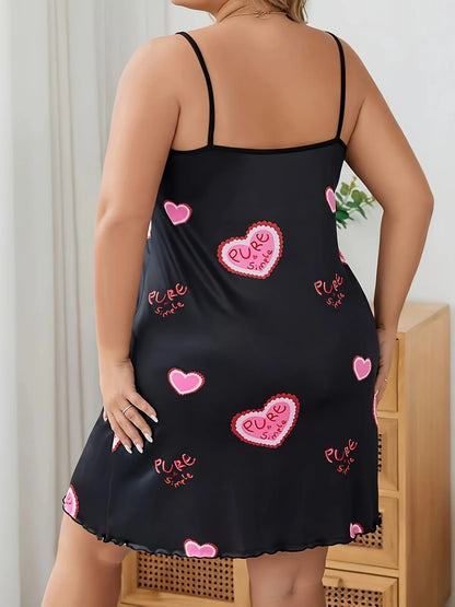 Love Print Milk Silk Nightdress