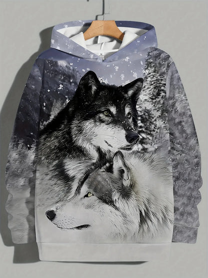 Wolf Print Hoodie