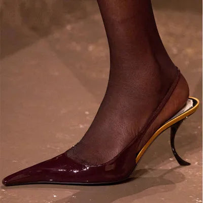 Patent Leather Pointed-Toe Sandals