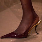 Patent Leather Pointed-Toe Sandals