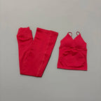 Nylon Solid Sleeveless True-To-Size Fit Two-Piece Yoga Set