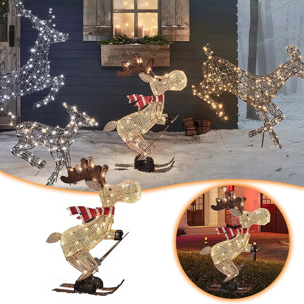Glowing Ski Reindeer Ornaments