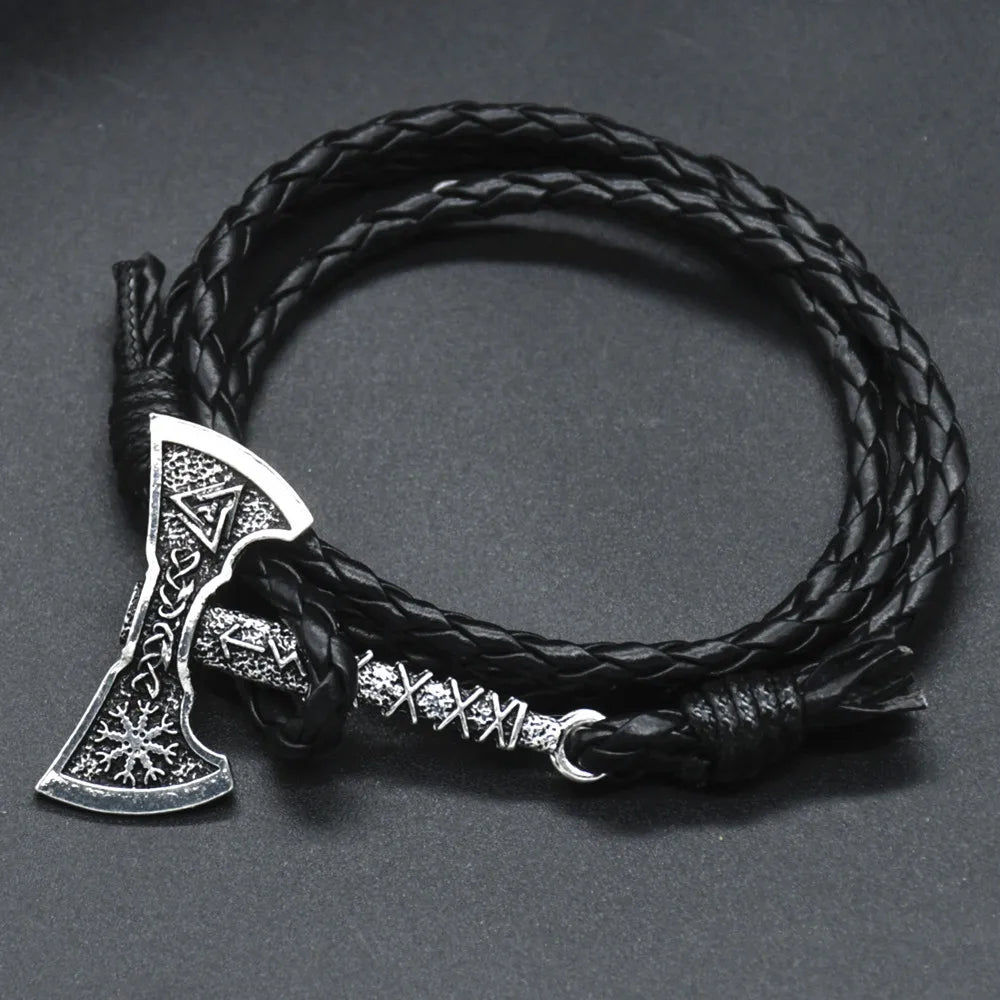 Viking Axe Leather Bracelet