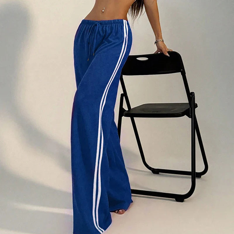 Women’s Striped Drawstring Straight Pants