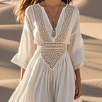 Women’s White Boho Beach Dress