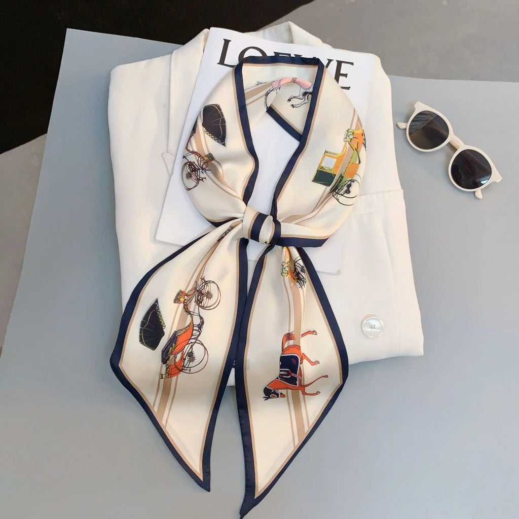 Horse Pattern Long Silk Scarf