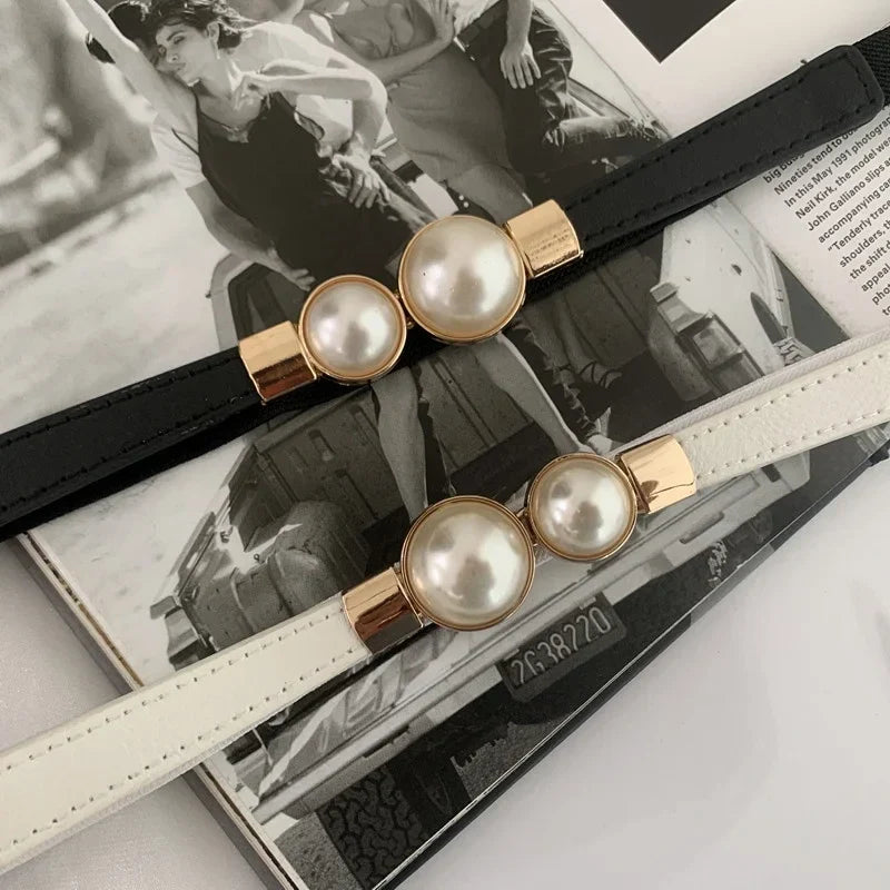 Double pearl buckle belt