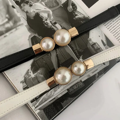 Double pearl buckle belt