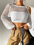 Hollow-Out Cropped Sweater