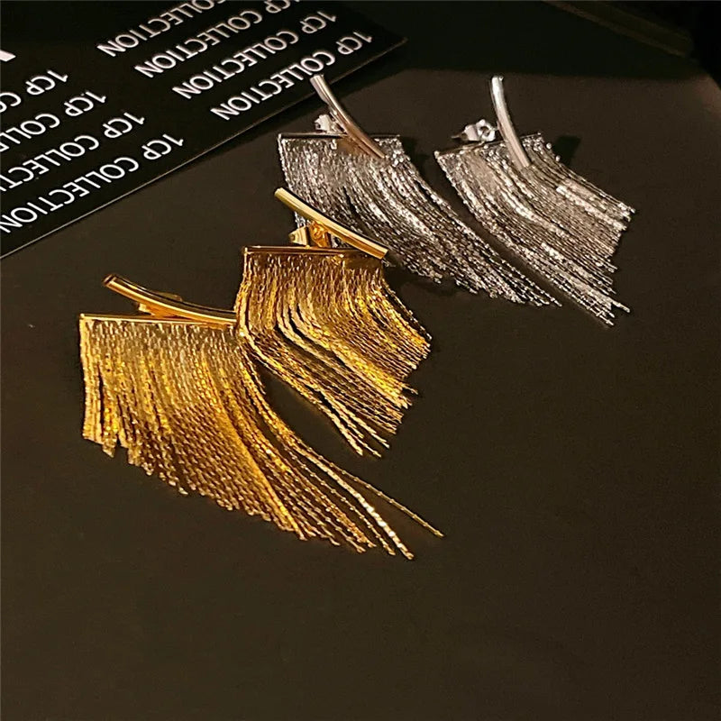 Elegant Gold Tassel Earrings