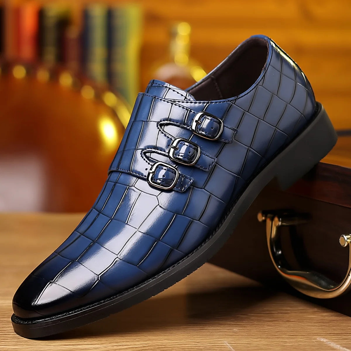 Buckle Stone Pattern Shoes
