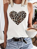 Leopard Heart Graphic Tank Top