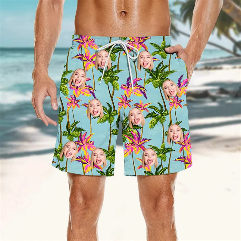 Palm Leaf 3D Print Swim Trunks