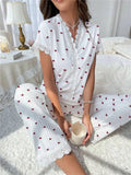 Casual V-Neck Print Pajama Set