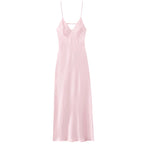 Yellow Satin V-Neck Slip Dress
