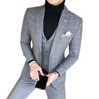 Boutique Plaid Three-Piece Business Suit