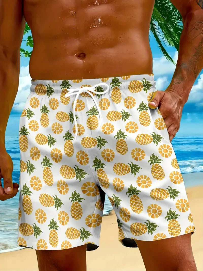 Pineapple 3D Print Swim Trunks