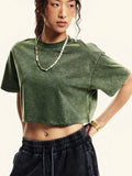 Knit Solid Crew Neck True-To-Size Fit Crop Top