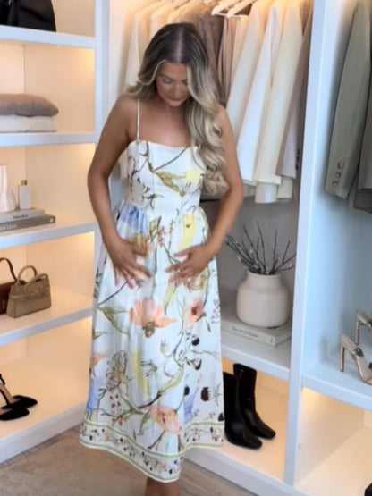 Pleated Sling Maxi Dress