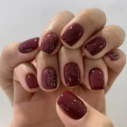 Elegant Short Red Nails