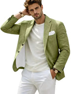 Linen Cotton Notch-Lapel Slim Blazer