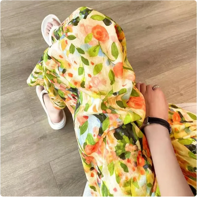 Multi-Color Print Wide-Leg Pants
