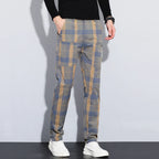 Plaid Check Thick Slim Trousers