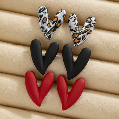 Leopard Heart Earrings Set