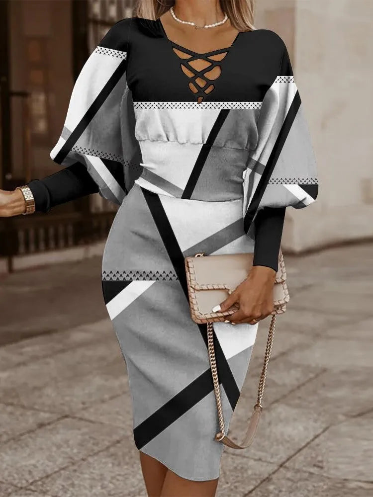 Elegant V-Neck Waist Dress