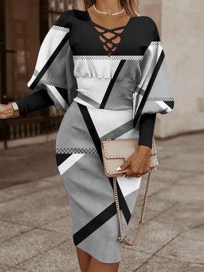 Elegant V-Neck Waist Dress