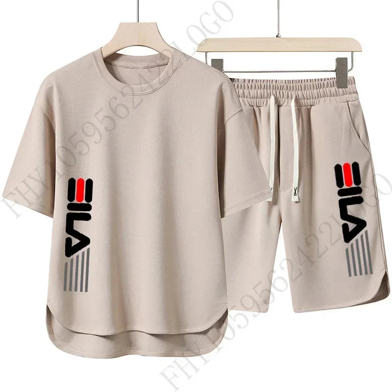 Men’s Summer Printed T-Shirt and Shorts Two-Piece Set