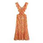 Summer Orange Ruffle Dress