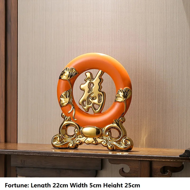 Chinese Style Ceramic Vase with Wooden Frame