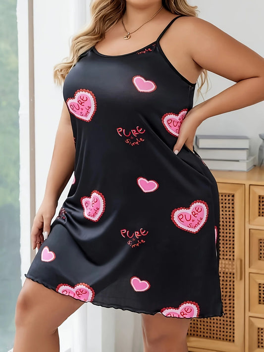 Love Print Milk Silk Nightdress