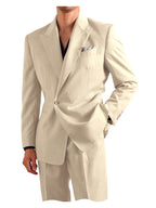 Linen Peak-Lapel One-Button Suit Set