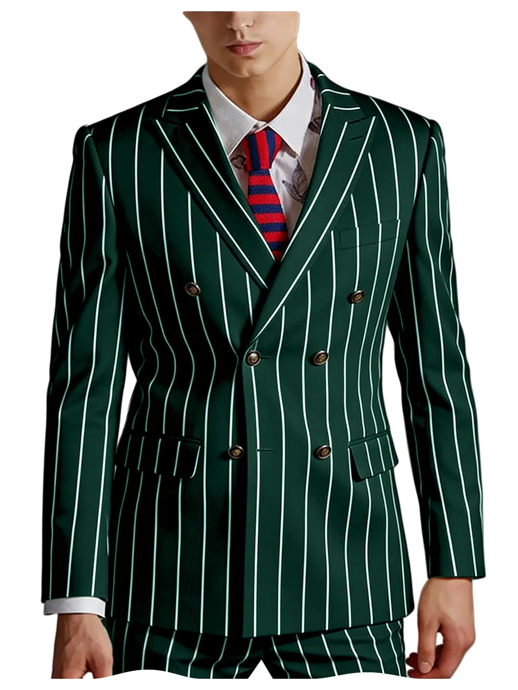 Pinstripe Double-Breasted Slim Tuxedo