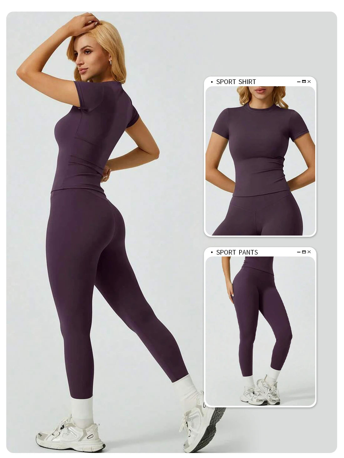 Everyday Nylon Solid Elastic Waist Two-Piece Yoga Set